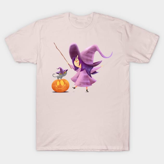 Little witch with her cat T-Shirt by pencildog